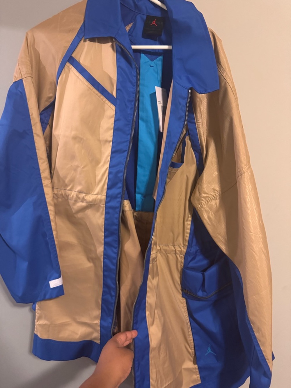 Nike x Jordan Blue and Tan Lightweight Mini Dress Jacket